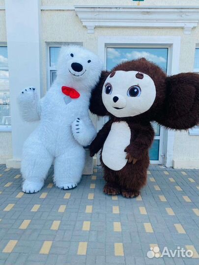 Поздравление от белого мишки, ушастика и гориллы