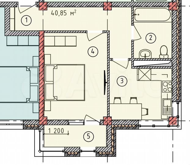 1-к. квартира, 40,9 м², 5/9 эт.