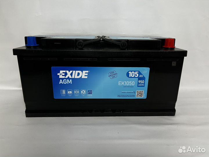 Аккумулятор EK1050 Exide/AGM 393*175*190 105A/H