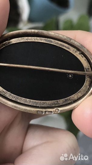 Старинная серебряная брошь 875 проба