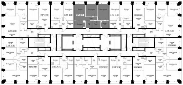 2-к. квартира, 66,5 м², 22/55 эт.