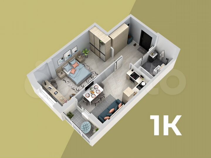 1-к. квартира, 46,4 м², 4/22 эт.