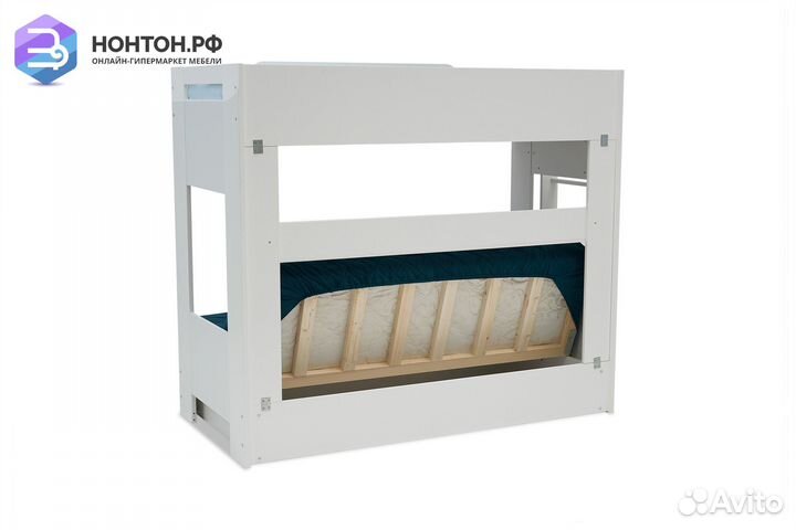 Двухъярусная кровать с диван-кроватью зеленый / бе