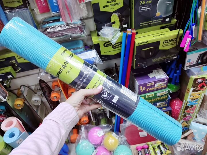 Коврик для йоги espado PVC 173*61*0.3 см, голубой