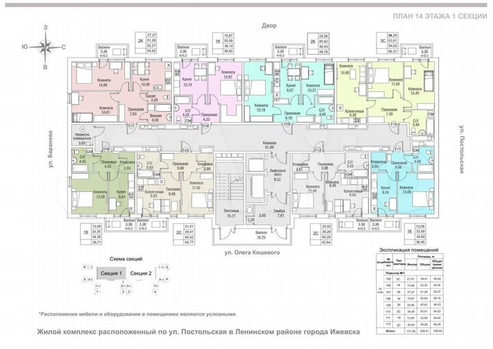 3-к. квартира, 54 м², 14/18 эт.