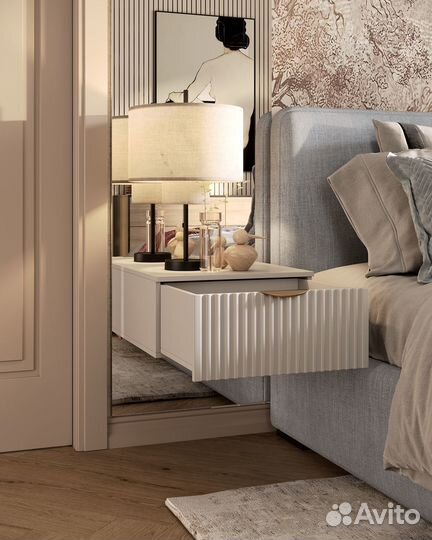 Тумба подвесная фасад рифленый серый