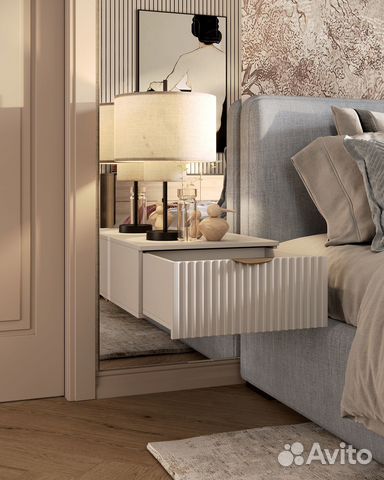 Тумба подвесная фасад рифленый серый