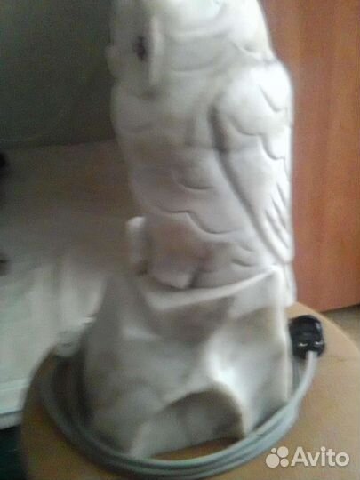 Антиквариат, мраморная сова, ночник, 50 ые года