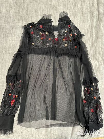 Блузка женская прозрачная с вышивкой