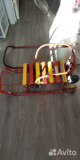 Детские санки с колесами санимобиль Тяни-Толкай