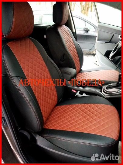 Чехлы Kia Sportage 3 из экокожи чёрно-коричневые