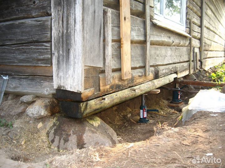 Замена венцов / Подъем домов / Ремонт фундамента