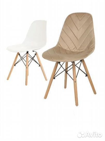 Набор стул белый eames и чехол бежевый