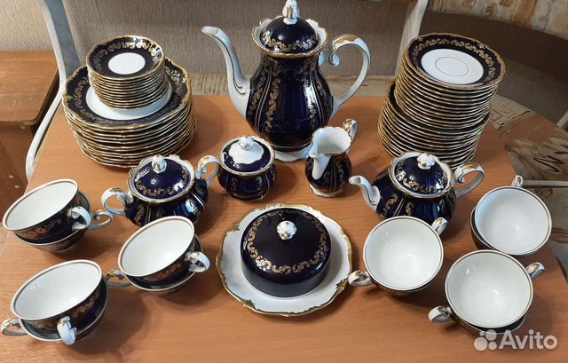 Чайно-кофейный сервиз. Reichenbach cobalt