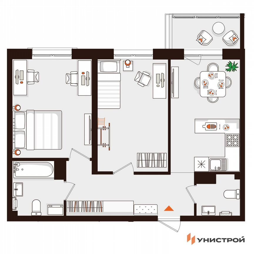 2-к. квартира, 59,9 м², 3/5 эт.