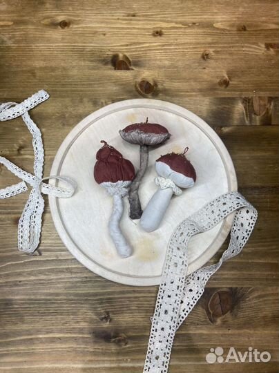 Елочная игрушка текстильный гриб