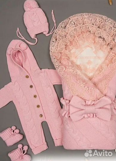 Конверт вязаный на выписку комплект