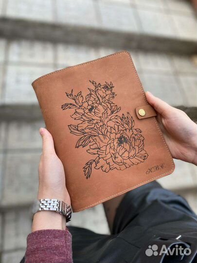 Кожаный ежедневник на кольцах ручной работы