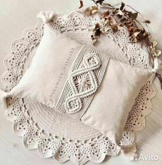 Наволочка макраме. Декор в спальню. Подушка 40*40