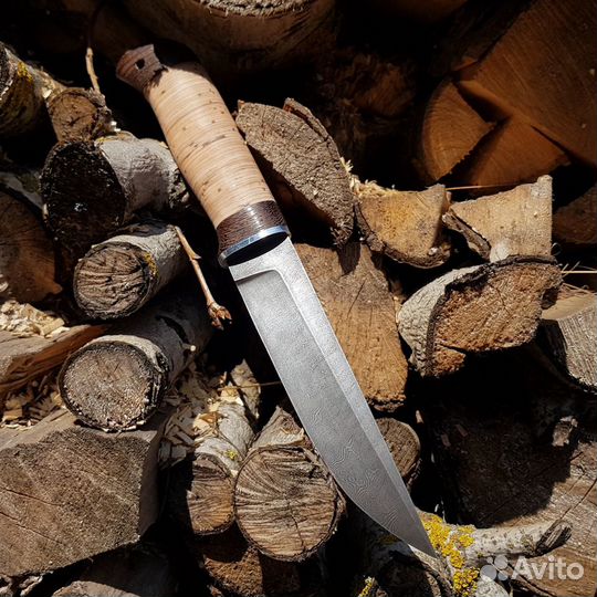 Охотничий нож (дамасская сталь береста)