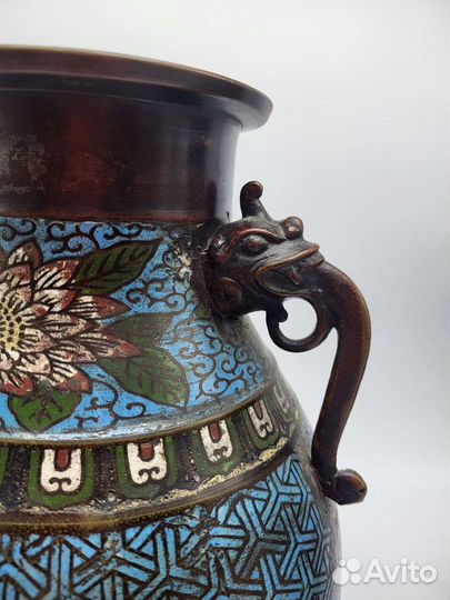 Вазы парные Сhampleve enamel Шамплеве 18 век Китай