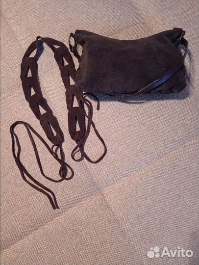 Пояс замшевый + сумочка, пояс кожаный б/у