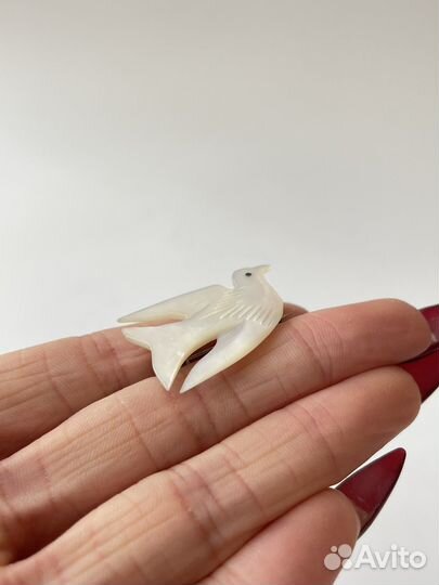 Брошь винтажная птица белая Европа Арт. Б615