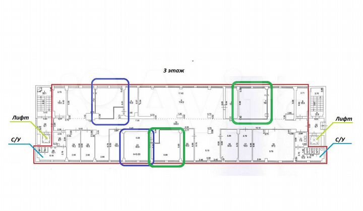 Офис, 30-35 м² выбор по схеме 3 и 6 этаж