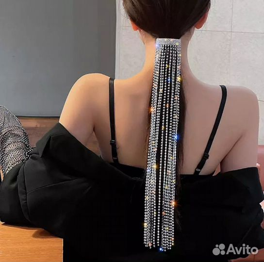 Заколка на волосы из страз, заколка на хвост