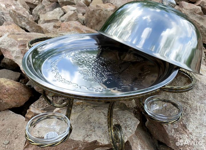 Садж Мармит на ножках с подогревом на подарок