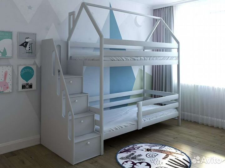 Двухъярусная кровать домик
