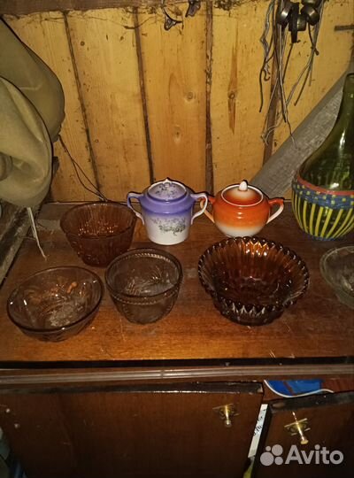 Посуда из цветного стекла СССР