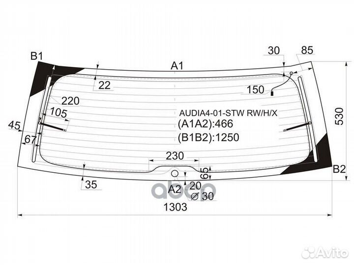 Стекло заднее с обогревом A4/S4 (B6/B7) 5D 00-0