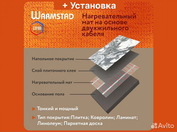 Теплый пол Warmstad 5,25 кв.м