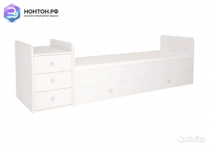 Кроватка детская Simple 1100 с комодом белый