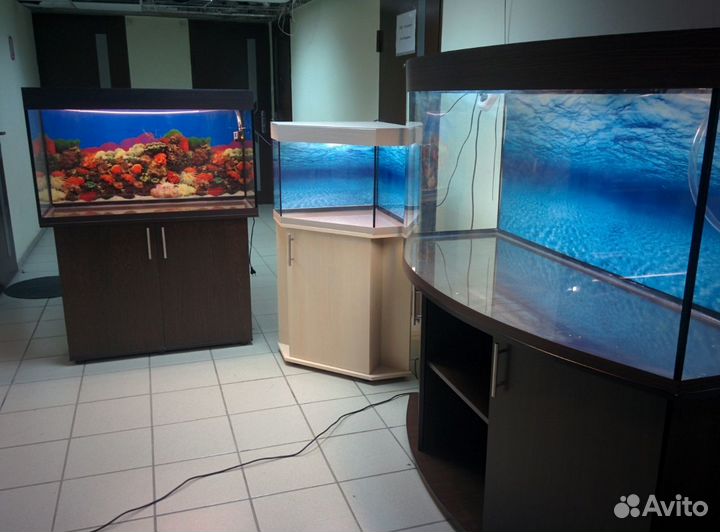 Аквариум 101, угловой, биофиьтр свет фон тумба