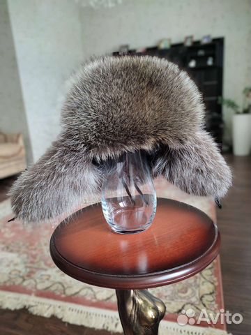 Шапка ушанка кожа мех размер 55-56