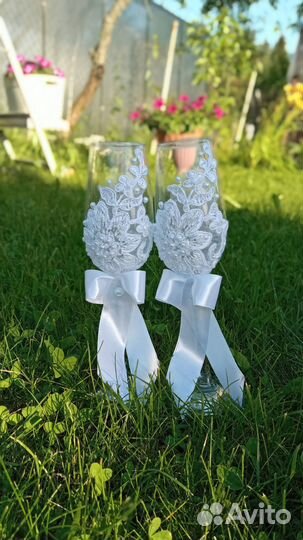 Свадебные бокалы ручной работы