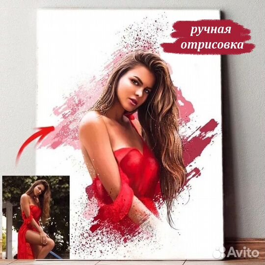 Портрет по фото на холсте
