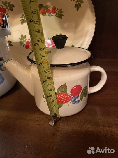 Чайник заварочный с подносом эмалированный СССР