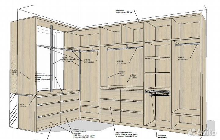 3D-проект корпусной мебели. Кухня, гардероб и т.д