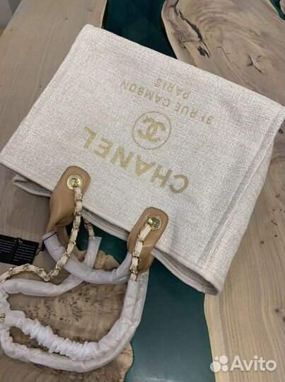 Пляжная сумка шанель белая