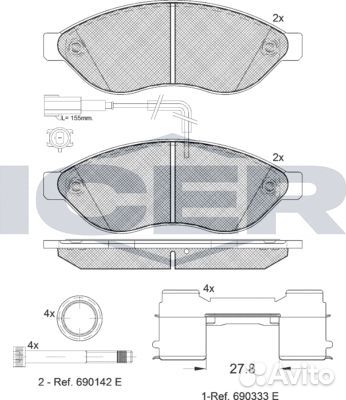 Тормозные колодки передние Fiat Ducato III 2006-2