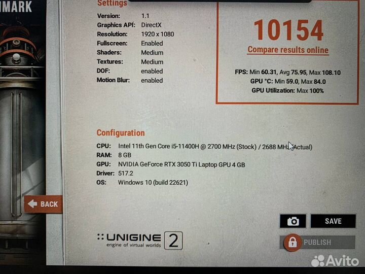 Ноутбук asus TUF Core i5-11 6 ядер/RTX 3050 Ti 4Gb