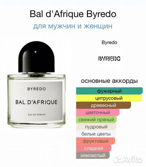 Духи byredo bal d afrique 50 мл