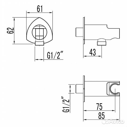 Подключение для душевого шланга Lemark хром LM3585C