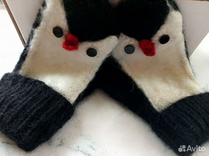 Варежки для детей. Пингвинчики