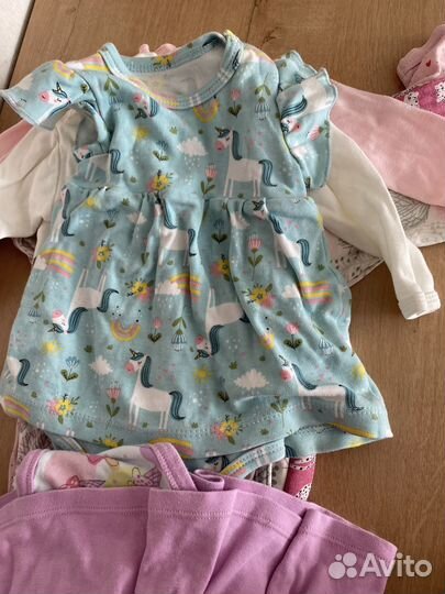 Пакет вещей на девочку 68 размер. Слипы боди