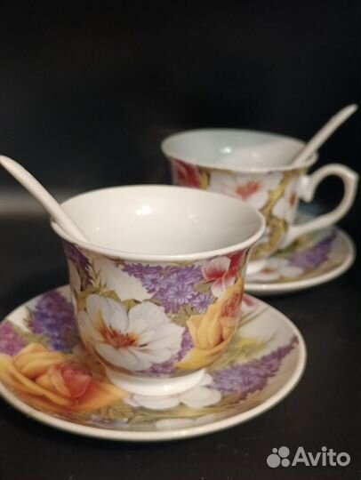 Чайная пара с ложечкой best home porcelain