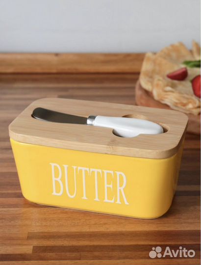 Новая керамическая масленка с крвшкой и ножом